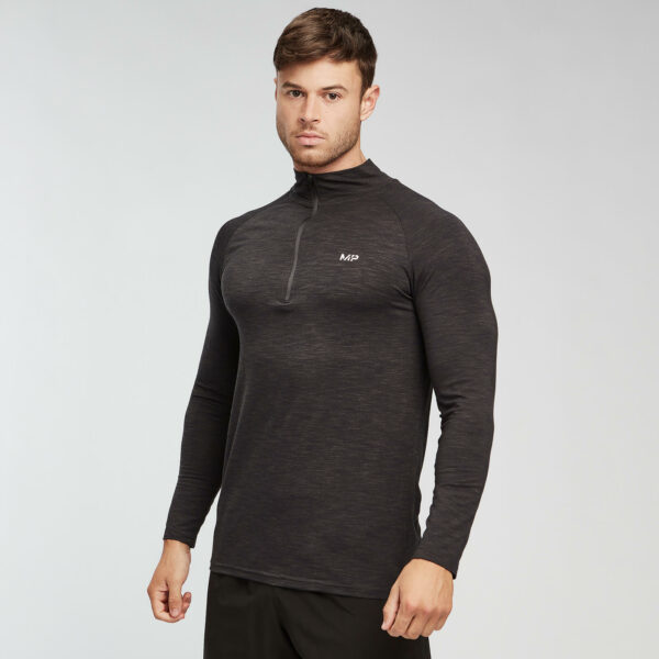 Camiseta con Cremallera 1/4 Performance - Negro/Gris - XS