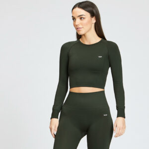 MP Women's Shape Seamless Long Sleeve Crop Top - Vine Leaf - XS