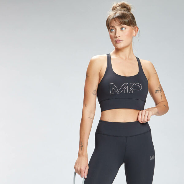 Sujetador deportivo de entrenamiento con estampado de marca repetido para mujer de MP - Negro - XS