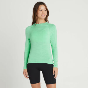 Camiseta Performance Training de manga larga para mujer de MP - Verde hielo jaspeado con motas blancas - XS