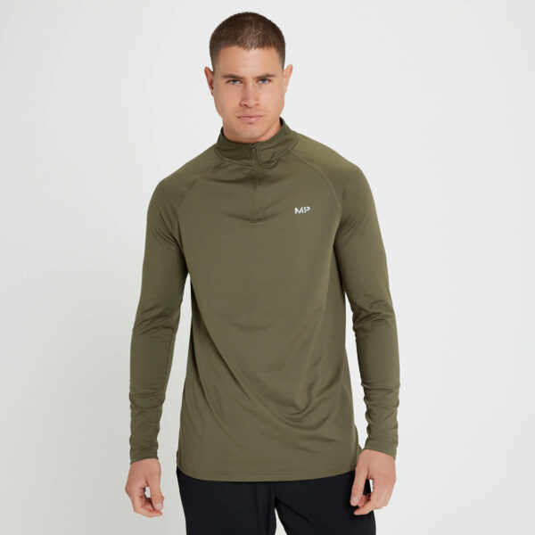 Camiseta con cremallera de 1/4 Velocity para hombre de MP - Verde militar - XXS