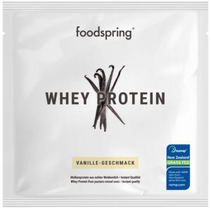 Muestra de proteína whey sabor vainilla